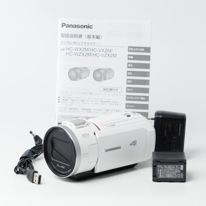 Panasonic VX2M 64GB 光学24倍ズーム ピュアホワイト HC-VX2M-W パナソニック 4K ビデオカメラ #14803