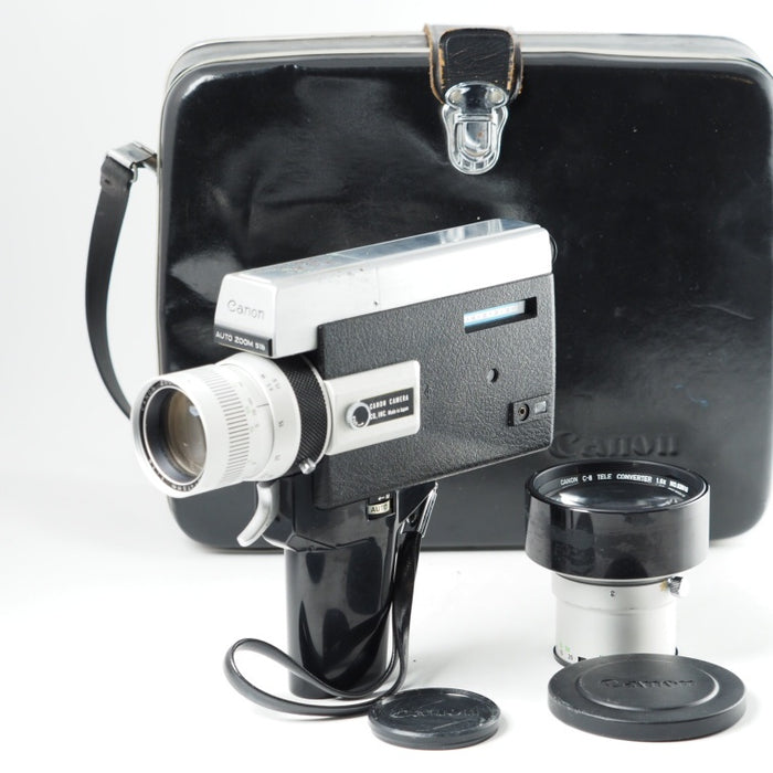 Canon AUTO ZOOM 518 SUPER8 8mm フィルムカメラ ケース ワイドコンバージョンレンズ付 ZOOM LENS C-8 9.5-47.5mm 1:1.8 カメラ レンズ ビデオ #14045