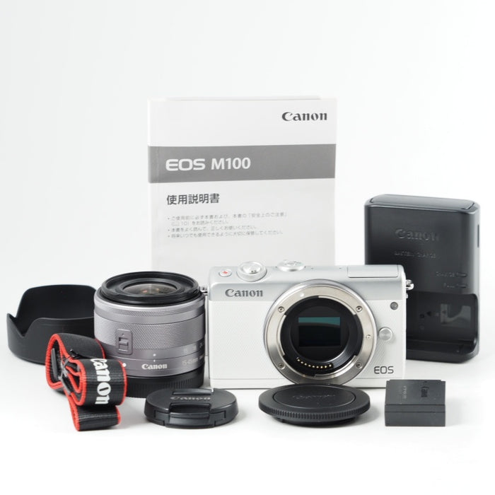 Canon ミラーレス一眼カメラ EOS M100 EF-M 15-45mm IS STM レンズキット ホワイト #14267