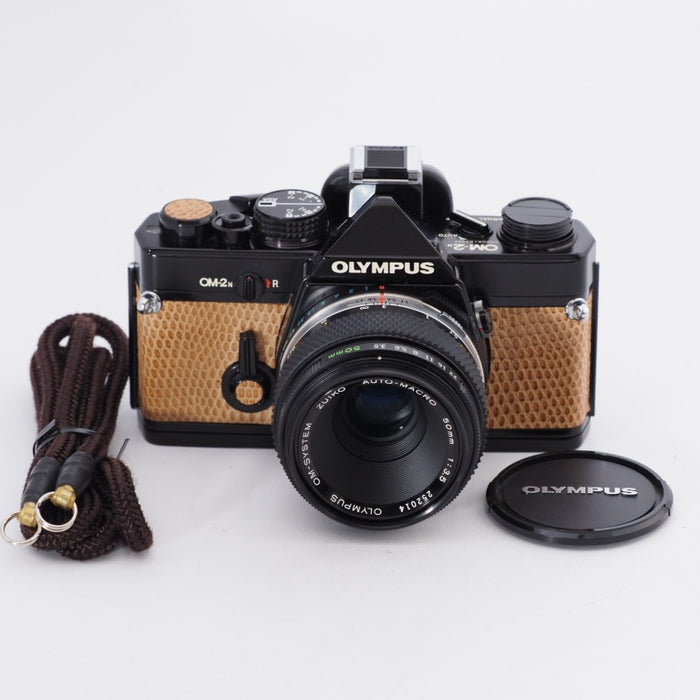 OLYMPUS オリンパス OM-2N 50mm F1.4レンズセット ブラック 動作品 フィルムカメラ オリジナル レザー トカゲ革 希少 当時物 #10000