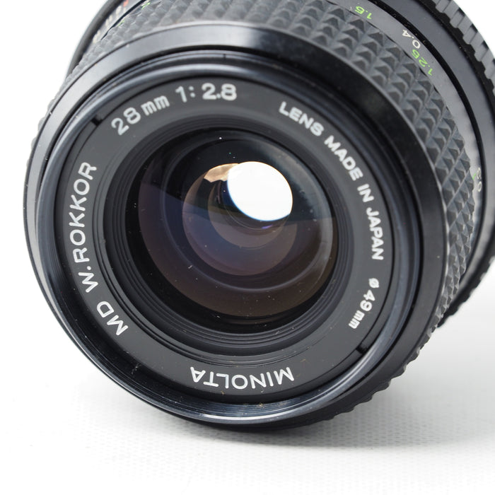 Minolta フィルム一眼レフ XD-S ブラック MD W.ROKKOR 28mm f2.8 レンズ #15883