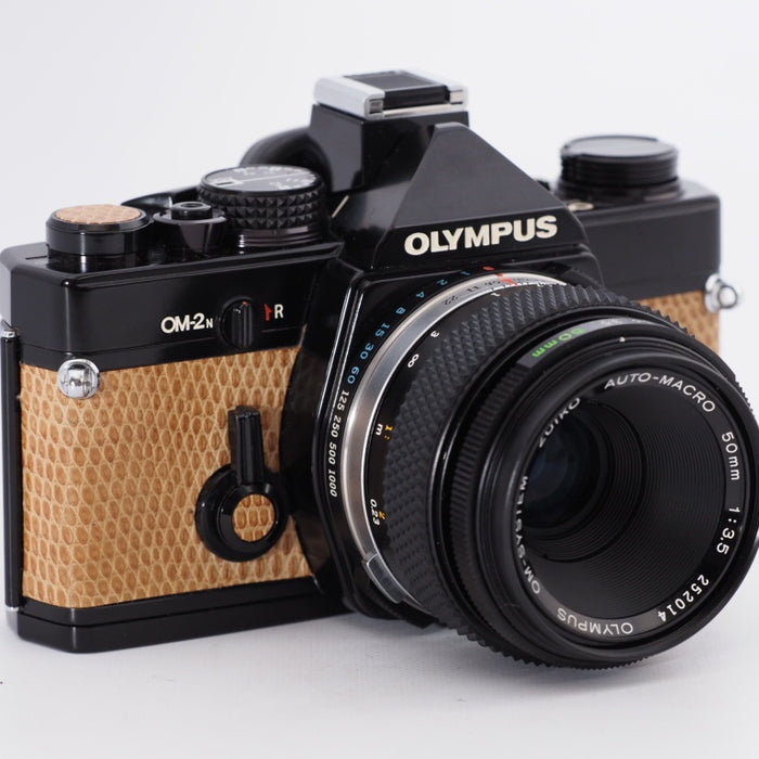 OLYMPUS オリンパス OM-2N 50mm F1.4レンズセット ブラック 動作品 フィルムカメラ オリジナル レザー トカゲ革 希少 当時物 #10000