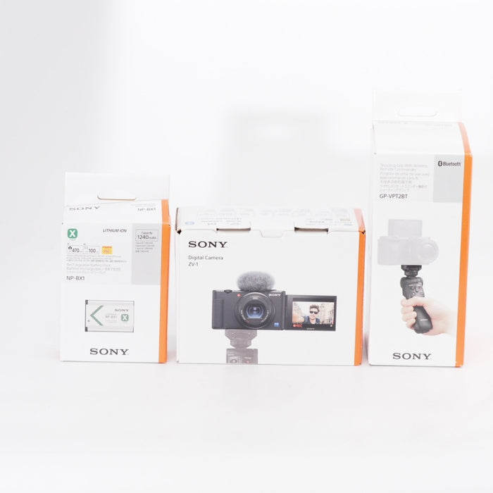 SONY ソニー VLOGCAM Vlog用カメラ ZV-1 シューティンググリップキット(同梱グリップ:GP-VPT2BTブラック、バッテリーパック+1個) ウィンドスクリーン付属 24-70mm F1.8-2.8 ズームレンズ ブラック ZV-1G B #13043