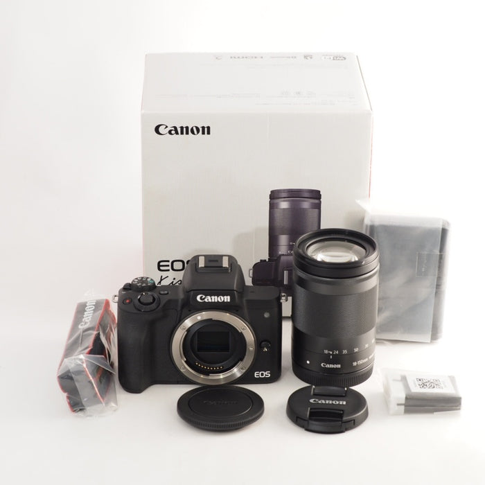 Canon ミラーレス一眼カメラ EOS Kiss M 高倍率ズームキット ブラック キヤノン EOSKISSMBK-18150ISSTM #13581