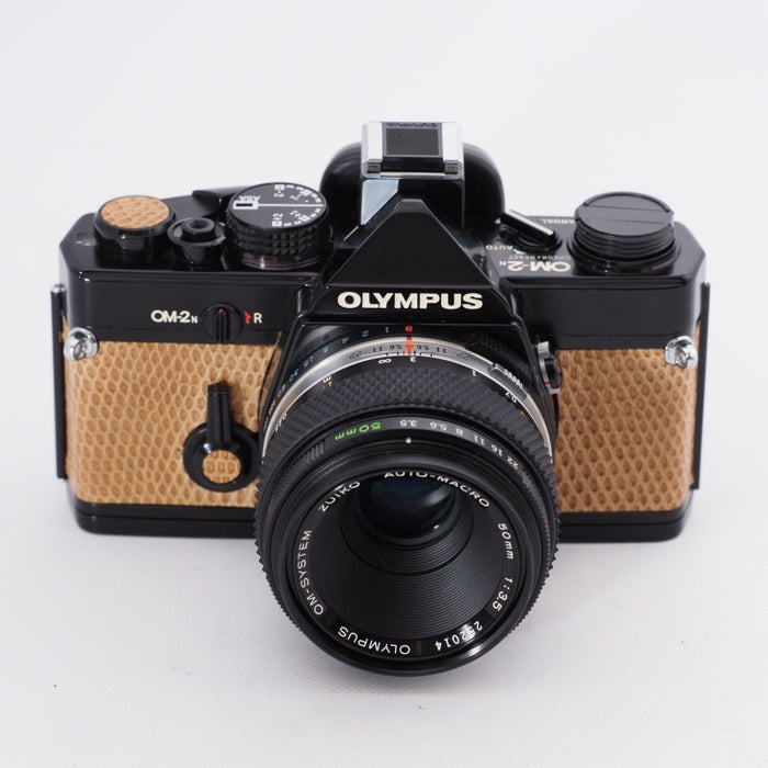 OLYMPUS オリンパス OM-2N 50mm F1.4レンズセット ブラック 動作品 フィルムカメラ オリジナル レザー トカゲ革 希少 当時物 #10000