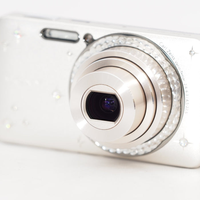 SONY デジタルカメラ Cyber-Shot W570D 1610万画素CCD 光学ｘ5 シルバー DSC-W570D/S ラインストーン加飾 希少 #13144