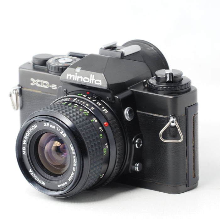 Minolta フィルム一眼レフ XD-S ブラック MD W.ROKKOR 28mm f2.8 レンズ #15883