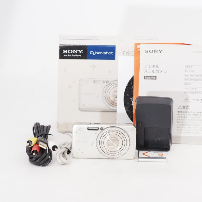 SONY デジタルカメラ Cyber-Shot W570D 1610万画素CCD 光学ｘ5 シルバー DSC-W570D/S ラインストーン加飾 希少 #13207