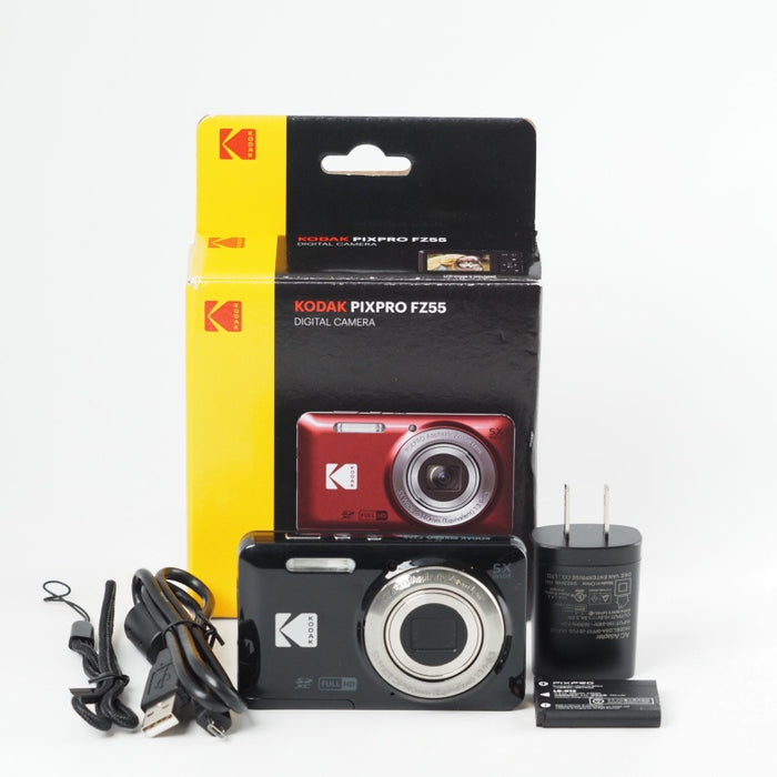 KODAK コダック PIXPRO FZ55-BK 16MP コンパクトデジタルカメラ 光学5倍ズーム 広角 28mm 2.7インチ液晶画面 ブラック #13652