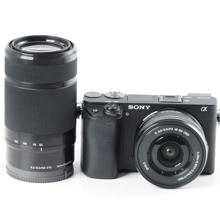 SONY ミラーレス一眼 α6400 ダブルズームレンズキット ILCE-6400Y BSELP1650 F3.5-5.6+SEL55210 F4.5-6.3 SEL55210 ブラック 【望遠レンズ付きキット】 #13992