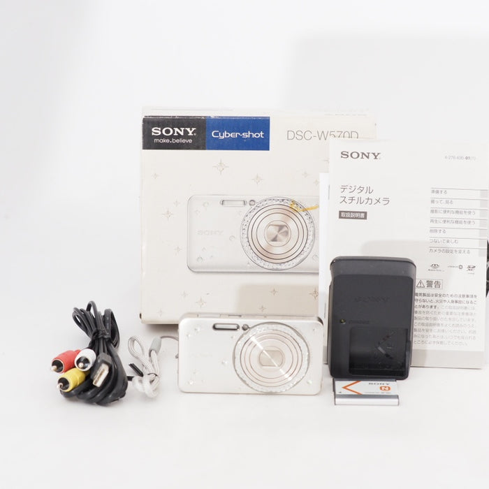 SONY デジタルカメラ Cyber-Shot W570D 1610万画素CCD 光学ｘ5 シルバー DSC-W570D/S ラインストーン加飾 希少 #13144