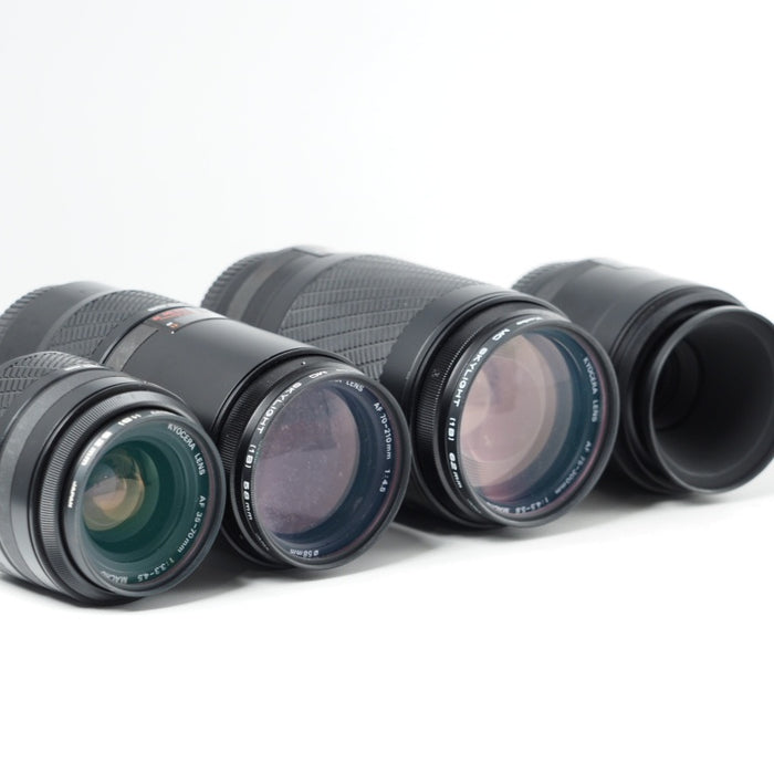 KYOCERA AF MARCO 60mm F2.8 75-300mm f4.5-5.6 MACRO / 70-210mm f4.5 / 35-70mm f3.3-4.5 MACRO 京セラ AFレンズ 4本セット #14786