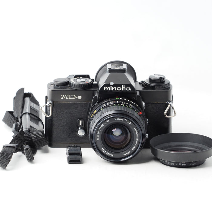 Minolta フィルム一眼レフ XD-S ブラック MD W.ROKKOR 28mm f2.8 レンズ #15883