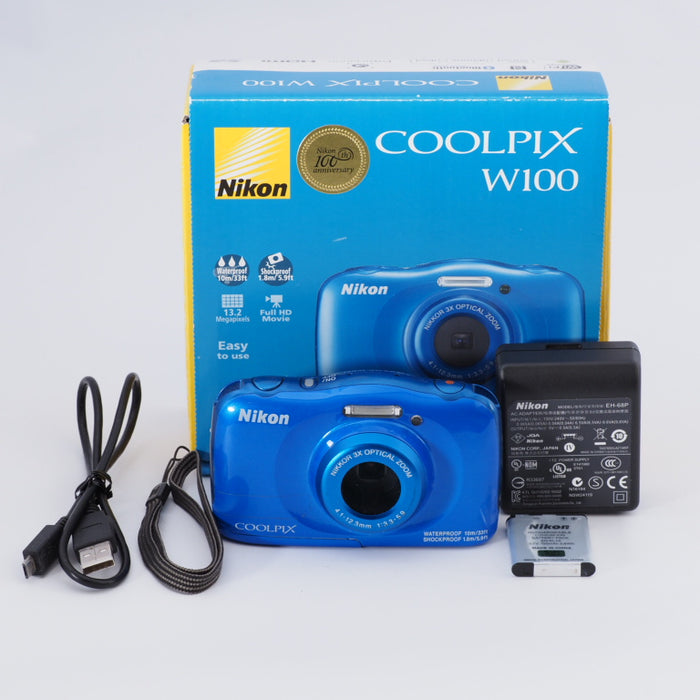 Nikon ニコン デジタルカメラ COOLPIX W100 防水 W100BL クールピクス ブルー #8739